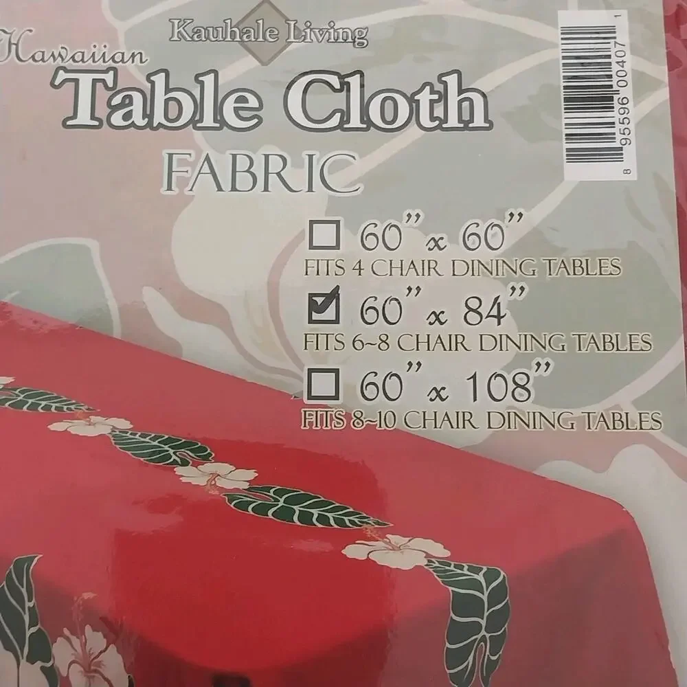 Kauhale Living Hawaiian Hibiscus Floral Tablecloth Red Green White 60